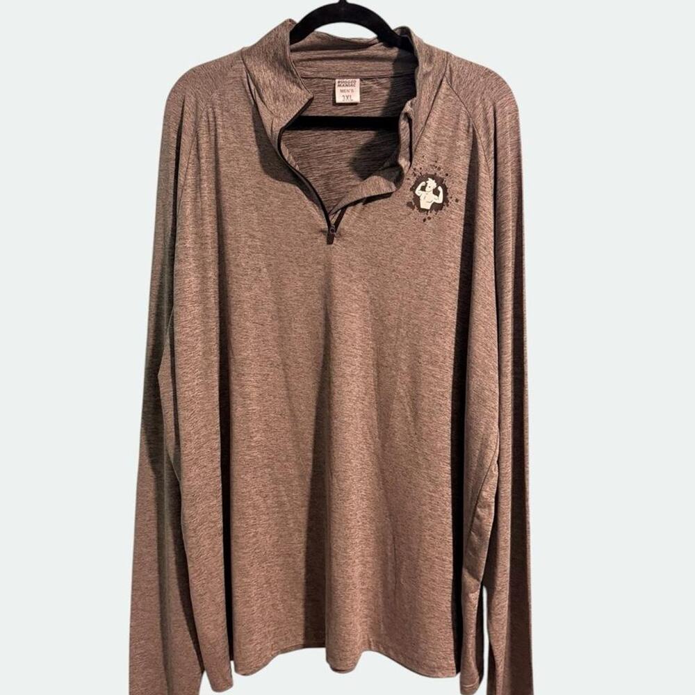 Rugged Maniac Mens 1/4 Zip Long Sleeve Shirt 3XL Black Gray